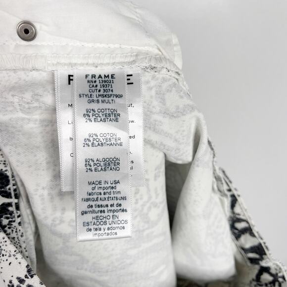 Frame Size 26 Le Mini Python Denim Skirt White Black Snakeprint Womens Cotton - Picture 9 of 13